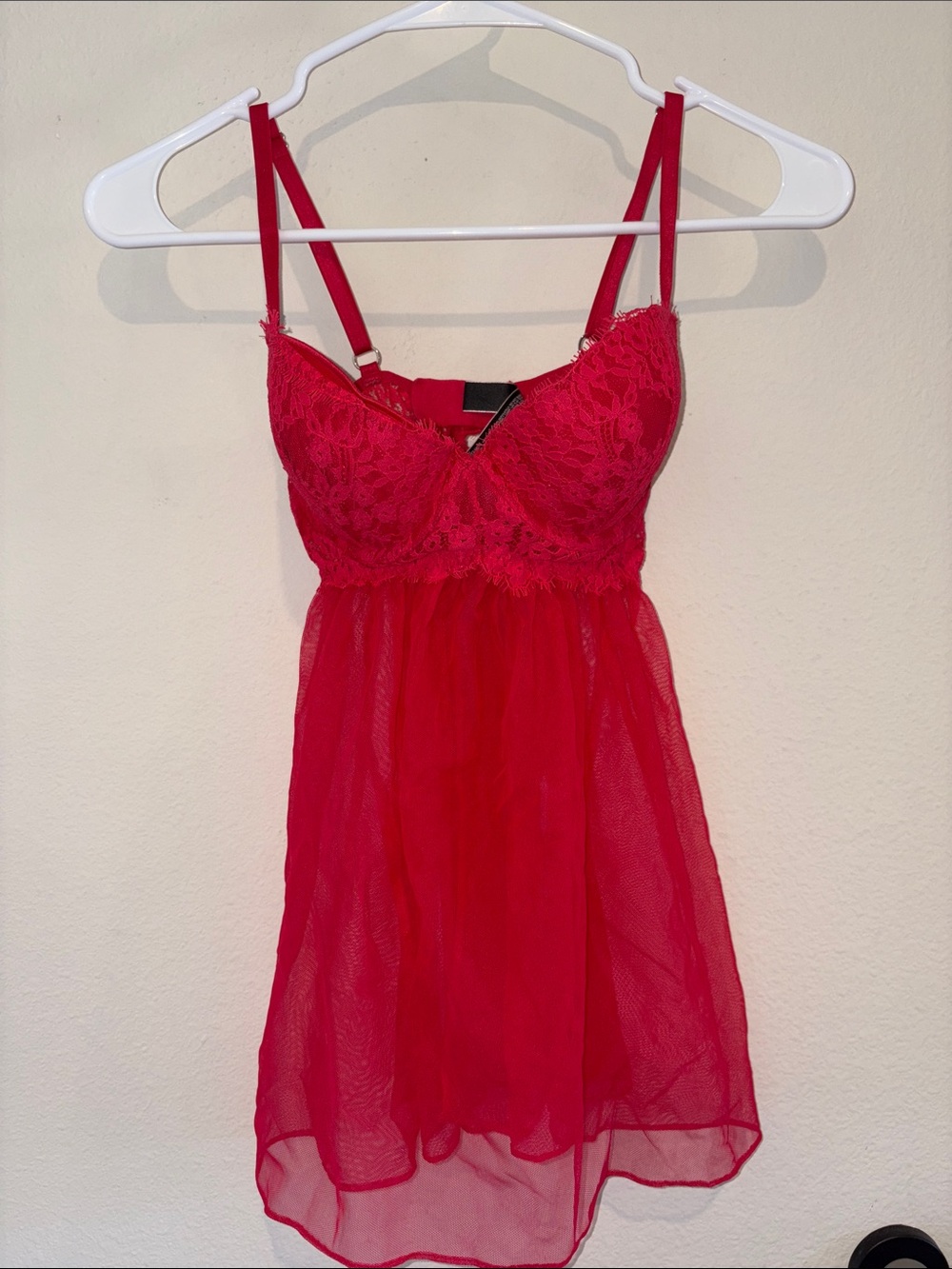 Victoria's Secret Red Lace Underwire Babydoll Chemise NWOT